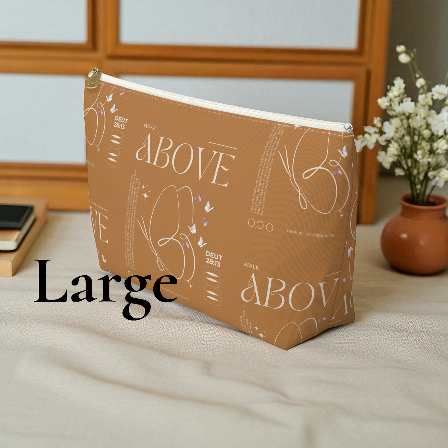 Makeup Bag Zipper Pouch | Travel Organizer | Small & Large Sizes | Matching Tote | Inspirational