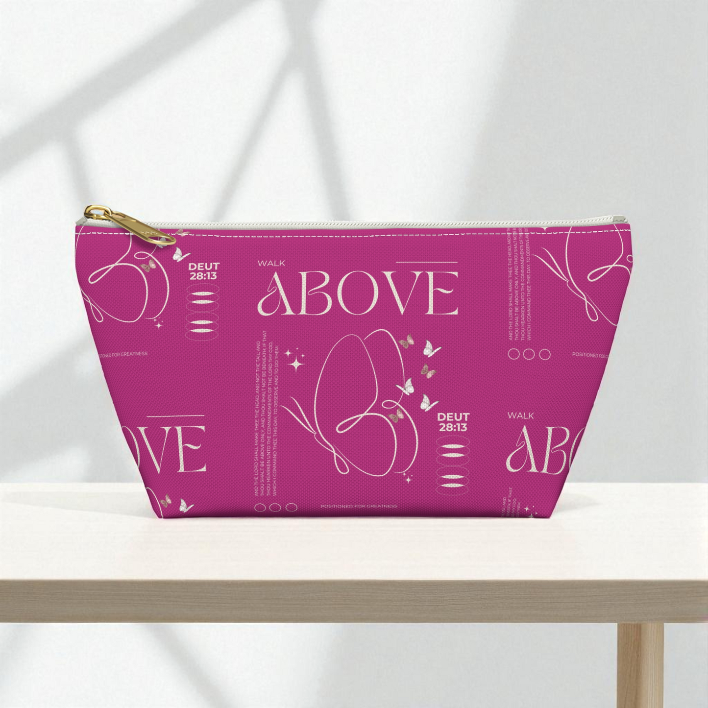 Pink Makeup Bag Zipper Pouch | Travel Organizer | Small & Large Sizes | Matching Tote | Inspirational