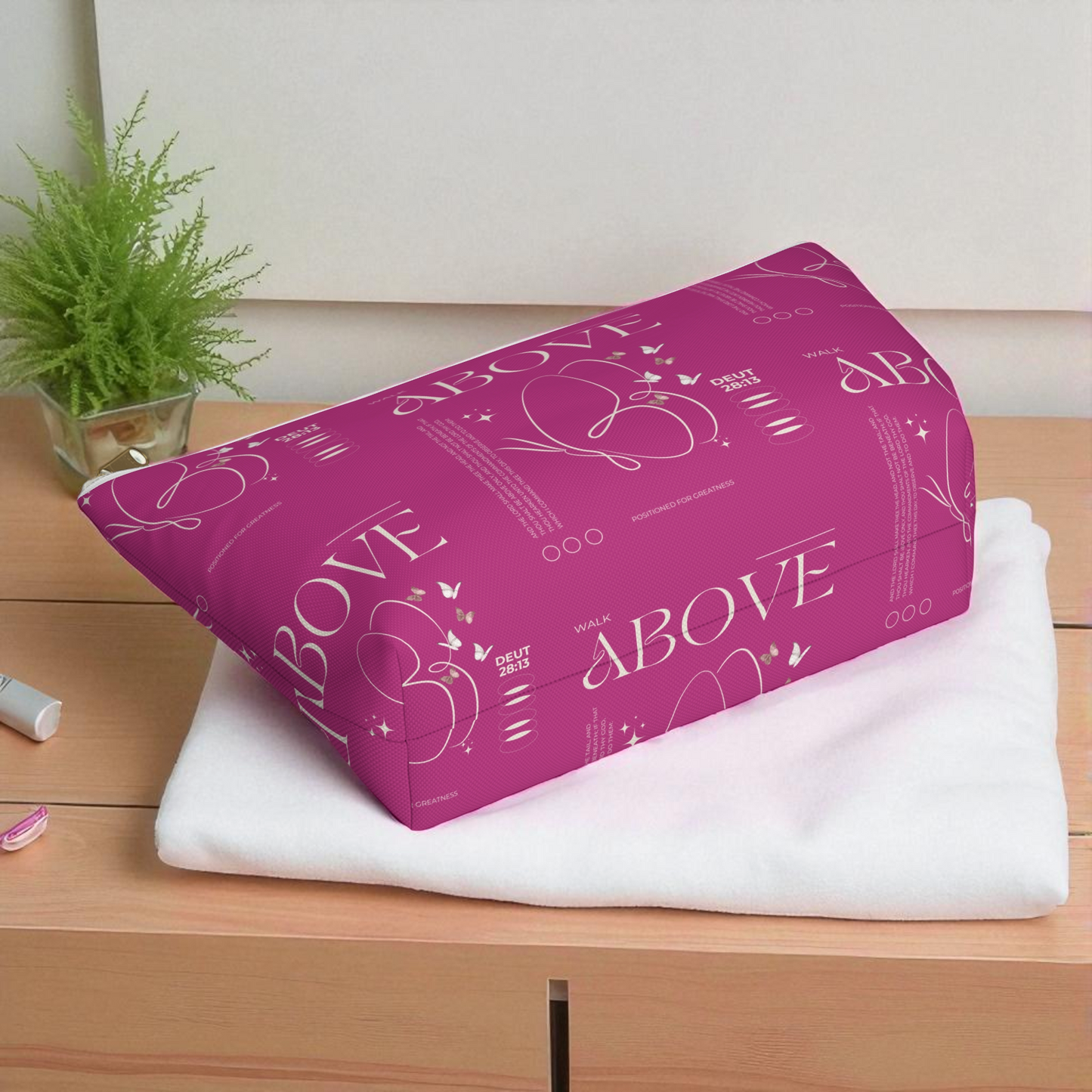 Pink Makeup Bag Zipper Pouch | Travel Organizer | Small & Large Sizes | Matching Tote | Inspirational