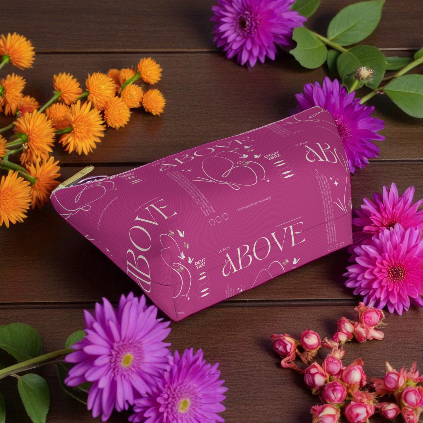 Pink Makeup Bag Zipper Pouch | Travel Organizer | Small & Large Sizes | Matching Tote | Inspirational