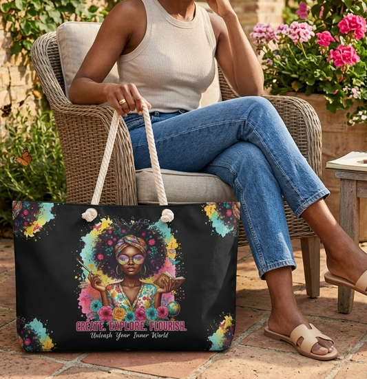 Create. Explore. Flourish. Weekender Tote Bag
