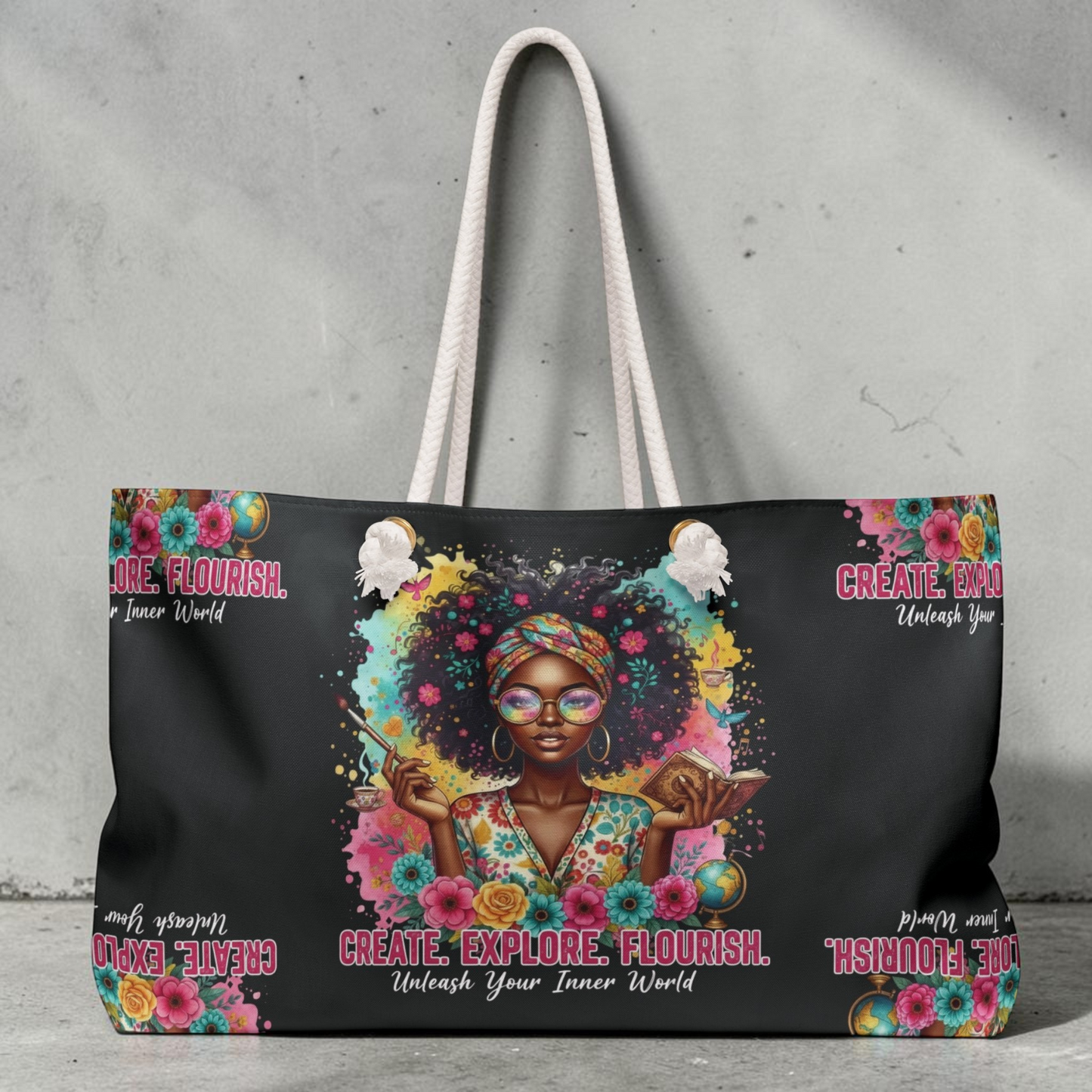 Create. Explore. Flourish. Weekender Tote Bag
